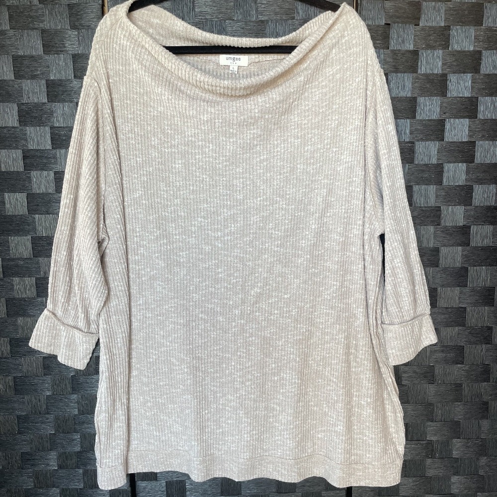 Umgee Off The Shoulder Waffle Knit Top Women's Size L